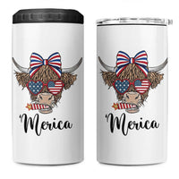 Patriotic Highland Cow 4 in 1 Can Cooler Tumbler Merica USA Flag Farmer Gift