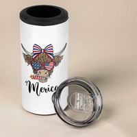 Patriotic Highland Cow 4 in 1 Can Cooler Tumbler Merica USA Flag Farmer Gift