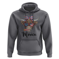 Patriotic Highland Cow Hoodie Merica USA Flag Farmer Gift