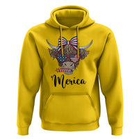 Patriotic Highland Cow Hoodie Merica USA Flag Farmer Gift