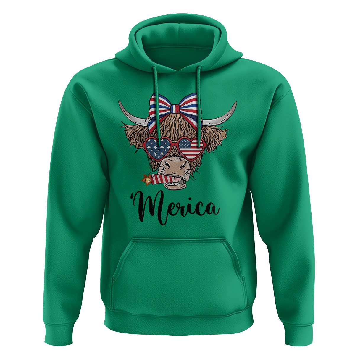 Patriotic Highland Cow Hoodie Merica USA Flag Farmer Gift
