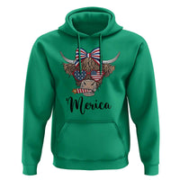 Patriotic Highland Cow Hoodie Merica USA Flag Farmer Gift