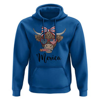 Patriotic Highland Cow Hoodie Merica USA Flag Farmer Gift