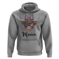 Patriotic Highland Cow Hoodie Merica USA Flag Farmer Gift