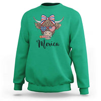 Patriotic Highland Cow Sweatshirt Merica USA Flag Farmer Gift