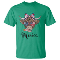 Patriotic Highland Cow T Shirt Merica USA Flag Farmer Gift