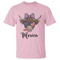 Patriotic Highland Cow T Shirt Merica USA Flag Farmer Gift