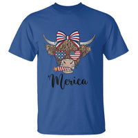 Patriotic Highland Cow T Shirt Merica USA Flag Farmer Gift