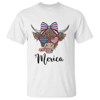 Patriotic Highland Cow T Shirt Merica USA Flag Farmer Gift
