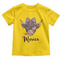 Patriotic Highland Cow Toddler T Shirt Merica USA Flag Farmer Gift