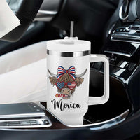 Patriotic Highland Cow Tumbler With Handle Merica USA Flag Farmer Gift