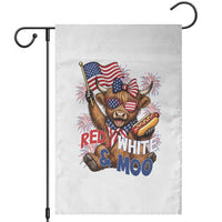 Striped Highland Cow 4th Of July Garden Flag Red White And Moo