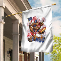 Striped Highland Cow 4th Of July Garden Flag Red White And Moo