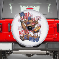 Striped Highland Cow 4th Of July Spare Tire Cover Red White And Moo