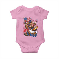 Striped Highland Cow 4th Of July Baby Onesie Red White And Moo