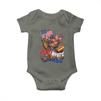 Striped Highland Cow 4th Of July Baby Onesie Red White And Moo