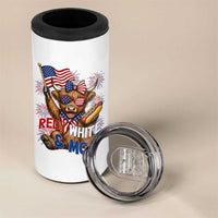 Striped Highland Cow 4th Of July 4 in 1 Can Cooler Tumbler Red White And Moo