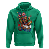 Striped Highland Cow 4th Of July Hoodie Red White And Moo