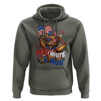 Striped Highland Cow 4th Of July Hoodie Red White And Moo
