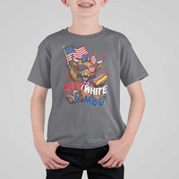 Striped Highland Cow 4th Of July T Shirt For Kid Red White And Moo