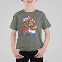 Striped Highland Cow 4th Of July T Shirt For Kid Red White And Moo