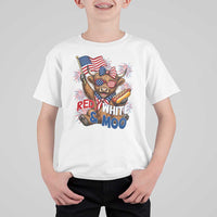 Striped Highland Cow 4th Of July T Shirt For Kid Red White And Moo