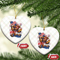 Striped Highland Cow 4th Of July Ceramic Ornament Red White And Moo