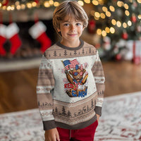 Striped Highland Cow 4th Of July Ugly Christmas Sweater Red White And Moo