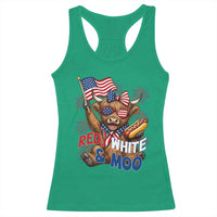Striped Highland Cow 4th Of July Racerback Tank Top Red White And Moo