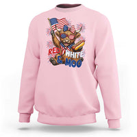 Striped Highland Cow 4th Of July Sweatshirt Red White And Moo