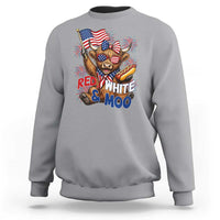 Striped Highland Cow 4th Of July Sweatshirt Red White And Moo