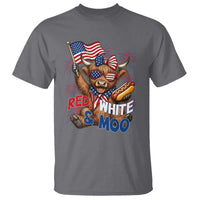 Striped Highland Cow 4th Of July T Shirt Red White And Moo