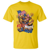 Striped Highland Cow 4th Of July T Shirt Red White And Moo