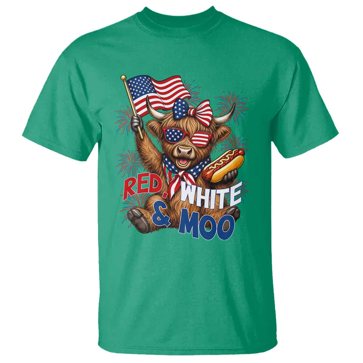 Striped Highland Cow 4th Of July T Shirt Red White And Moo