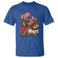 Striped Highland Cow 4th Of July T Shirt Red White And Moo