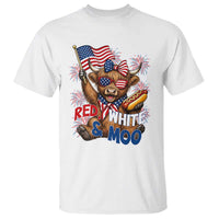 Striped Highland Cow 4th Of July T Shirt Red White And Moo