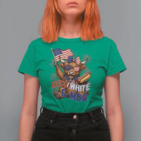 Striped Highland Cow 4th Of July T Shirt For Women Red White And Moo