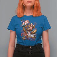 Striped Highland Cow 4th Of July T Shirt For Women Red White And Moo