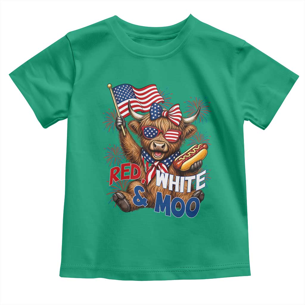 Striped Highland Cow 4th Of July Toddler T Shirt Red White And Moo