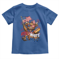 Striped Highland Cow 4th Of July Toddler T Shirt Red White And Moo