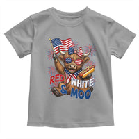 Striped Highland Cow 4th Of July Toddler T Shirt Red White And Moo