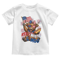 Striped Highland Cow 4th Of July Toddler T Shirt Red White And Moo