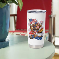Striped Highland Cow 4th Of July Tumbler Cup Red White And Moo