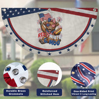 Striped Highland Cow 4th Of July Patriotic Fan Flag Red White And Moo