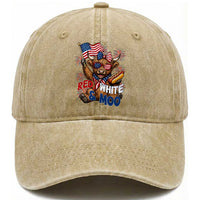 Striped Highland Cow 4th Of July Washed Cotton Baseball Cap Red White And Moo