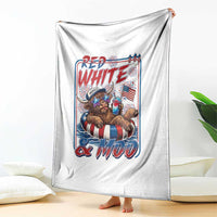 Funny Highland Cow Pool Party 4th Of July Throw Blanket Red White And Moo