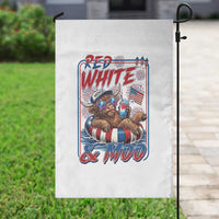 Funny Highland Cow Pool Party 4th Of July Garden Flag Red White And Moo