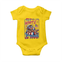 Funny Highland Cow Pool Party 4th Of July Baby Onesie Red White And Moo