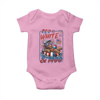 Funny Highland Cow Pool Party 4th Of July Baby Onesie Red White And Moo