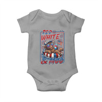 Funny Highland Cow Pool Party 4th Of July Baby Onesie Red White And Moo